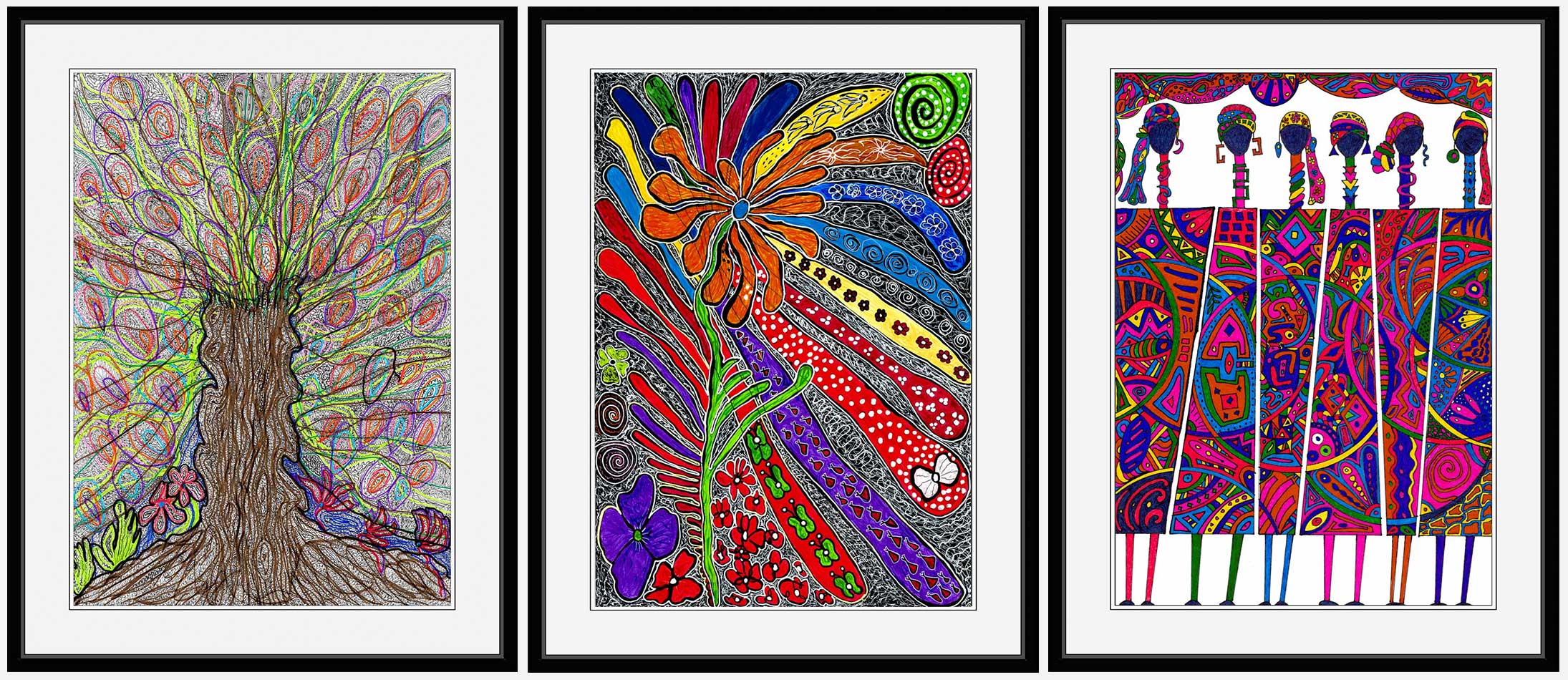 Three artworks by Rania Abou Zaki featured in the Artezaar Modern Expressions virtual exhibition.